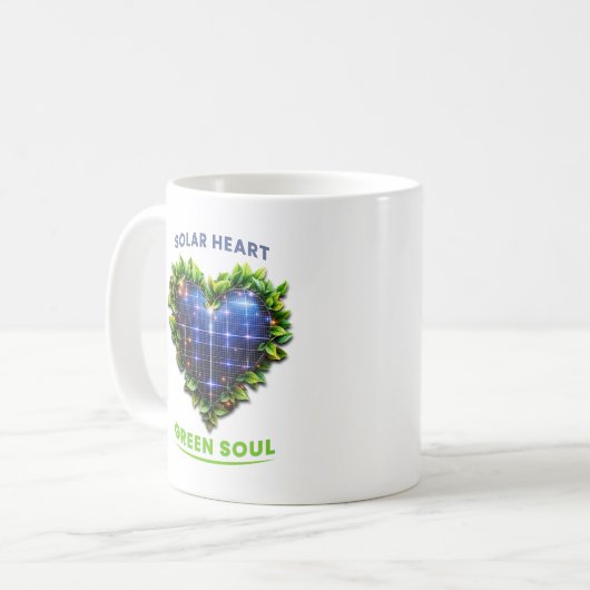 Solar Heart Green Soul Solarpunk Mug Koffiemok (Voorkant links)