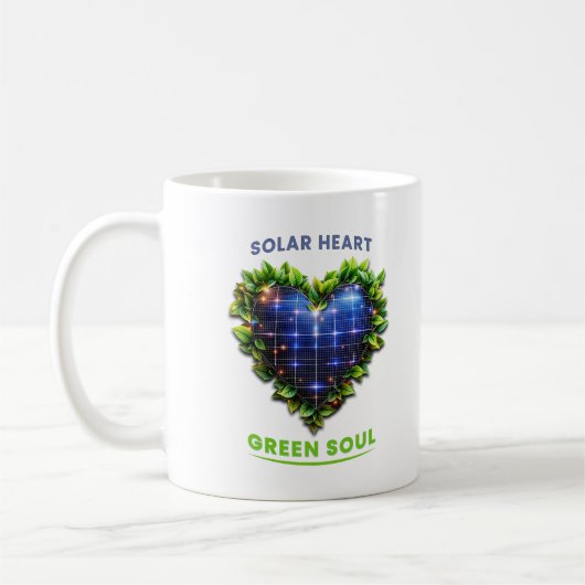 Solar Heart Green Soul Solarpunk Mug Koffiemok (Links)