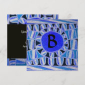 SOLAR MONOGRAM, blauw turquoise zwart wit Kaart (Voorkant / Achterkant)