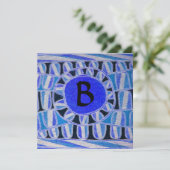 SOLAR MONOGRAM, blauw turquoise zwart wit Kaart (Staand voorkant)