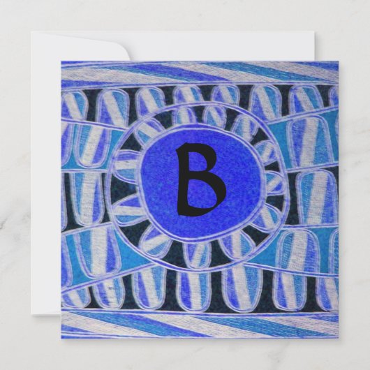 SOLAR MONOGRAM, blauw turquoise zwart wit Kaart (Voorkant)