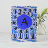 SOLAR MONOGRAM Geometrisch BlauwTurquoise Wit Zwar Kaart (Staand voorkant)