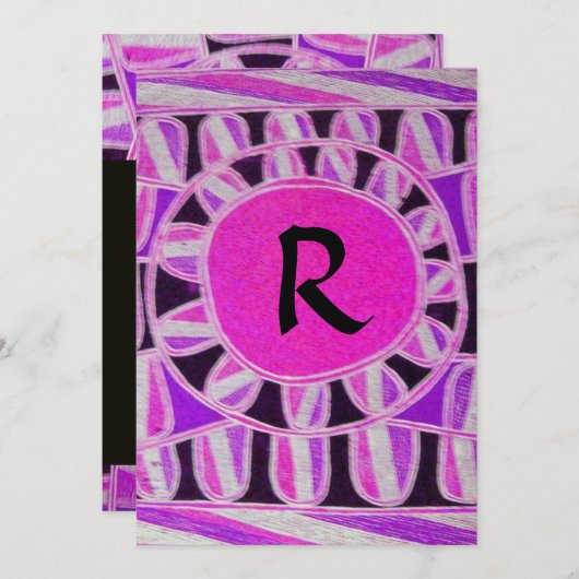 SOLAR MONOGRAM, helder roze zwart wit Kaart (Voorkant / Achterkant)