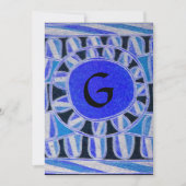 SOLAR MONOGRAM, helderblauw turquase zwart wit Kaart (Voorkant)