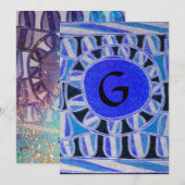 SOLAR MONOGRAM, helderblauw turquase zwart wit Kaart (Voorkant / Achterkant)