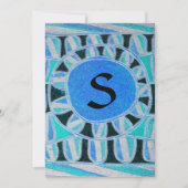 SOLAR MONOGRAM, helderblauw turquase zwart wit Kaart (Voorkant)