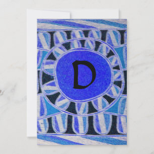 SOLAR MONOGRAM, helderblauw turquase zwart wit Kaart