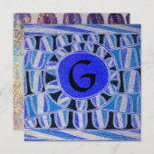 SOLAR MONOGRAM, helderblauw turquase zwart wit Kaart (Voorkant / Achterkant)