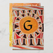 SOLAR MONOGRAM, heldergeel oranje zwart wit Kaart (Voorkant / Achterkant)