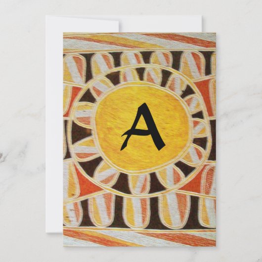 SOLAR MONOGRAM, heldergeel oranje zwart wit Kaart (Voorkant)