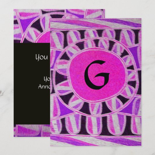 SOLAR MONOGRAM, helderroze violet zwart goudmetaal Kaart (Voorkant / Achterkant)