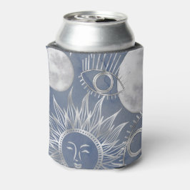 Solar Mystique | Dusty Blue Silver Moon Stars Sun Blikjeskoeler