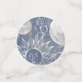 Solar Mystique | Dusty Blue Silver Moon Stars Sun Confetti (Kleine voorkant)