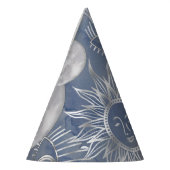 Solar Mystique | Dusty Blue Silver Moon Stars Sun Feesthoedjes (Links)