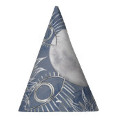 Solar Mystique | Dusty Blue Silver Moon Stars Sun Feesthoedjes (Rechts)