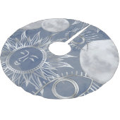 Solar Mystique | Dusty Blue Silver Moon Stars Sun Kerstboom Rok (Gekanteld)