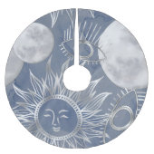 Solar Mystique | Dusty Blue Silver Moon Stars Sun Kerstboom Rok (Voorkant)