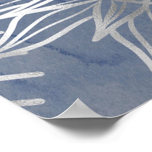 Solar Mystique | Dusty Blue Silver Moon Stars Sun Poster (Hoek)