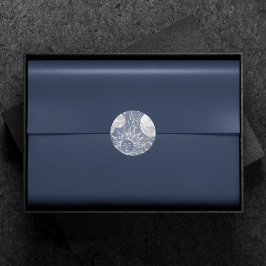 Solar Mystique | Dusty Blue Silver Moon Stars Sun Ronde Sticker