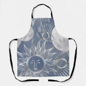 Solar Mystique | Dusty Blue Silver Moon Stars Sun Schort (Voorkant)