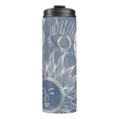 Solar Mystique | Dusty Blue Silver Moon Stars Sun Thermosbeker (Voorkant)