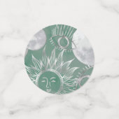 Solar Mystique | Dusty Green Silver Moon Stars Sun Confetti (Kleine voorkant)