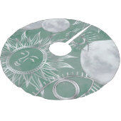 Solar Mystique | Dusty Green Silver Moon Stars Sun Kerstboom Rok (Gekanteld)