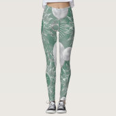 Solar Mystique | Dusty Green Silver Moon Stars Sun Leggings (Voorkant)