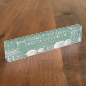 Solar Mystique | Dusty Green Silver Moon Stars Sun Naambordje (Zijkant)