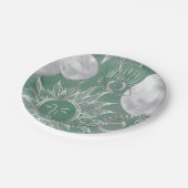 Solar Mystique | Dusty Green Silver Moon Stars Sun Papieren Bordje (Gekanteld)