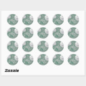 Solar Mystique | Dusty Green Silver Moon Stars Sun Ronde Sticker (Vel)