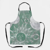 Solar Mystique | Dusty Green Silver Moon Stars Sun Schort (Voorkant)