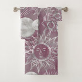 Solar Mystique | Roze zilver Moon Stars Sun Eyes Bad Handdoek (Insitu)