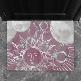 Solar Mystique   Roze zilver Moon Stars Sun Eyes Deurmat
