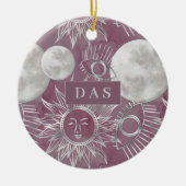Solar Mystique | Roze zilver Moon Stars Sun Eyes Keramisch Ornament (Voorkant)