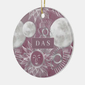 Solar Mystique | Roze zilver Moon Stars Sun Eyes Keramisch Ornament (Links)