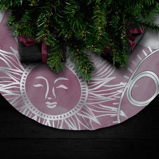 Solar Mystique | Roze zilver Moon Stars Sun Eyes Kerstboom Rok