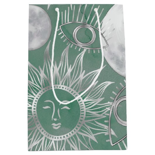 Solar Mystique | Roze zilver Moon Stars Sun Eyes Medium Cadeauzakje (Voorkant)