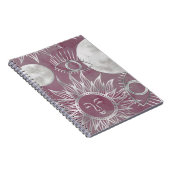 Solar Mystique | Roze zilver Moon Stars Sun Eyes Notitieboek (Rechterzijde)
