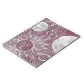 Solar Mystique | Roze zilver Moon Stars Sun Eyes Notitieboek (Linkerzijde)