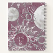 Solar Mystique | Roze zilver Moon Stars Sun Eyes Notitieboek (Achterkant)