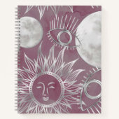 Solar Mystique | Roze zilver Moon Stars Sun Eyes Notitieboek (Voorkant)