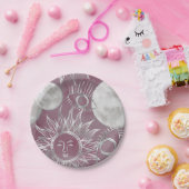 Solar Mystique | Roze zilver Moon Stars Sun Eyes Papieren Bordje (Feest)