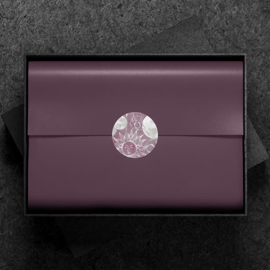 Solar Mystique | Roze zilver Moon Stars Sun Eyes Ronde Sticker