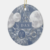 Solar Mystique | Silver Moon Stars Sun Monogram Keramisch Ornament (Links)