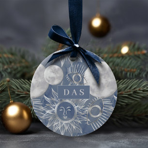Solar Mystique   Silver Moon Stars Sun Monogram Keramisch Ornament