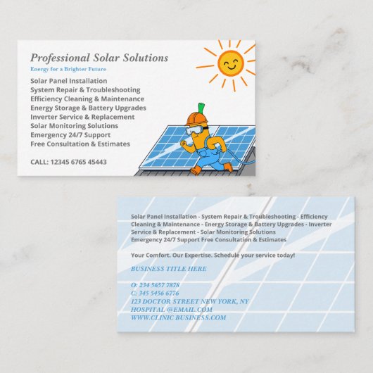 Solar Panel Cleaning & Maintenance Services Visitekaartje (Voorkant / Achterkant)