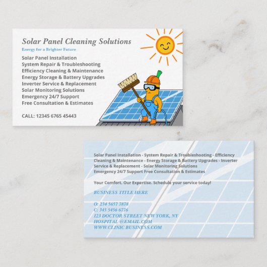 Solar Panel Cleaning Services Visitekaartje (Voorkant / Achterkant)