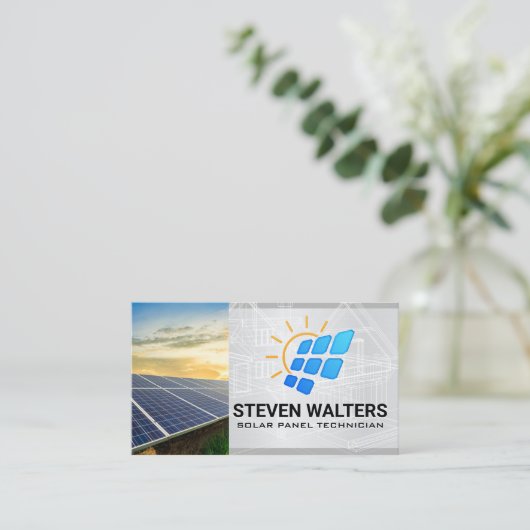 Solar Panel Logo | Energy Renewable Visitekaartje (Staand voorkant)