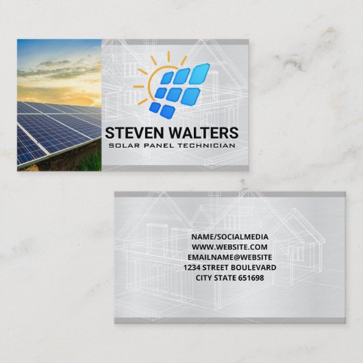 Solar Panel Logo | Energy Renewable Visitekaartje (Voorkant / Achterkant)